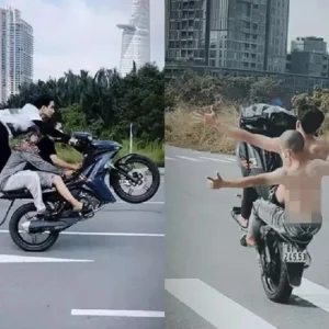 xe máy bốc đầu nguy hiểm