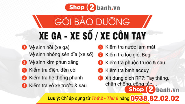 Lịch trình bảo dưỡng xe máy